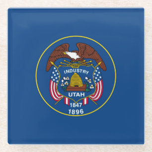 Dessous-de-verre En Verre Décor Design de l'indicateur d'état Utah