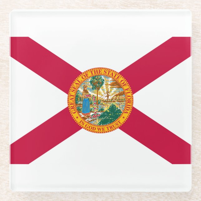 Dessous-de-verre En Verre Décor design du drapeau de l'État de Floride (Devant)