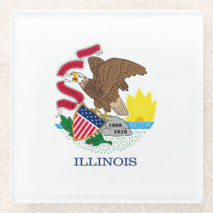 Dessous-de-verre En Verre Décor design du drapeau de l'Illinois