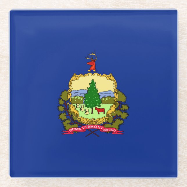 Dessous-de-verre En Verre Décor design du drapeau d'état du Vermont (Devant)