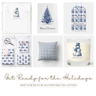 Dessous-de-verre En Verre Décoration de Noël en bleu de Delft personnalisabl