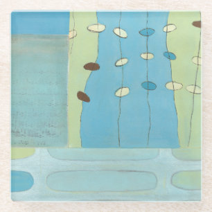Dessous-de-verre En Verre Défilé bleu abstrait d'oeufs