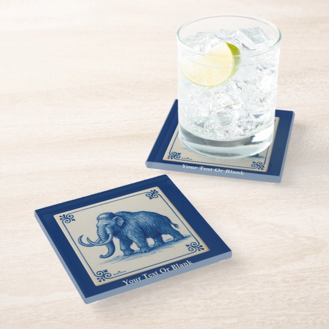 Dessous-de-verre En Verre Delft Wooly Mammoth (Incliné)