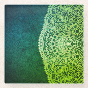Dessous-de-verre En Verre Dentelle verte Emerald