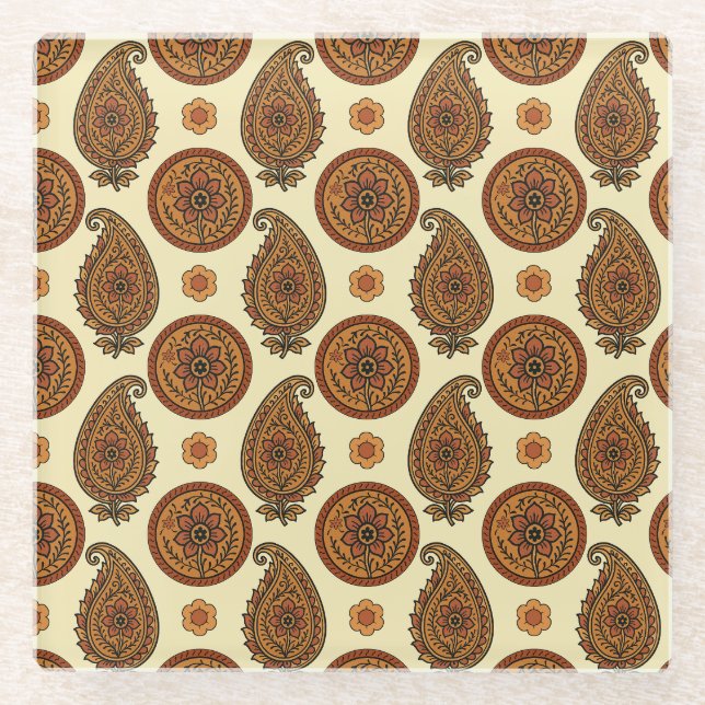 Dessous-de-verre En Verre design allover paisley (Devant)