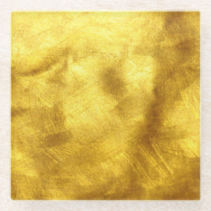 Dessous-de-verre En Verre Design de Texture Dorée Luxueux