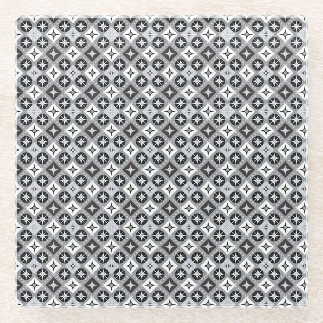 Dessous-de-verre En Verre Design gris et blanc (Devant)