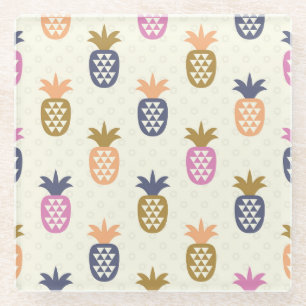 Dessous-de-verre En Verre Design Vintage Motif sans ananas