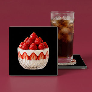 Dessous-de-verre En Verre Dessert à la fraise noire