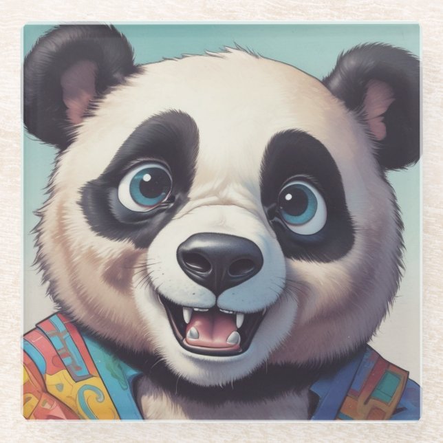 Dessous-de-verre En Verre Dessin de Panda (Devant)