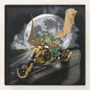 Dessous-de-verre En Verre Dessin Dragon et Imaginaire Lune