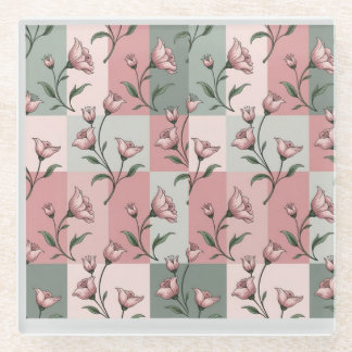 Dessous-de-verre En Verre Dessous de verre à motif floral