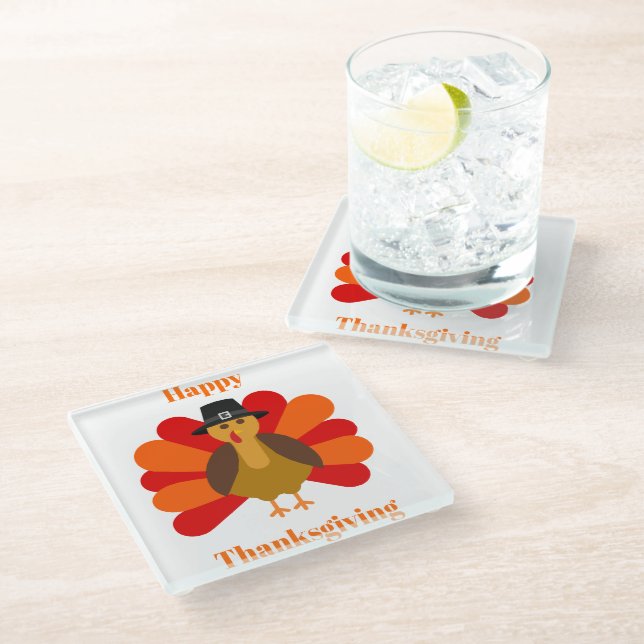 Dessous-de-verre En Verre Dessous de verre bon thanksgiving (Incliné)