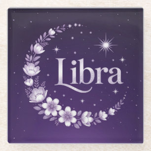 Dessous-de-verre En Verre Dessous de verre Carré Purple Night Sky Libra