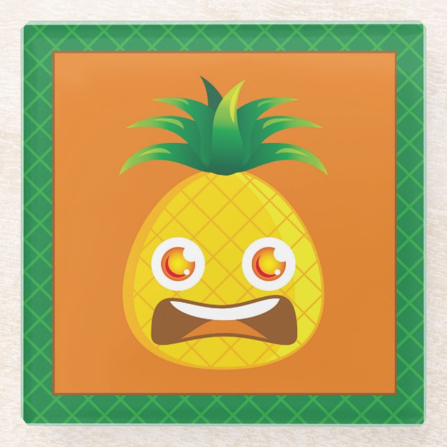 Dessous-de-verre En Verre Dessous de verre choquants d'ananas (Devant)