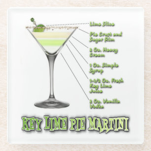 Dessous-de-verre En Verre Dessous de verre d'art à la Lime Pie Martini Cock