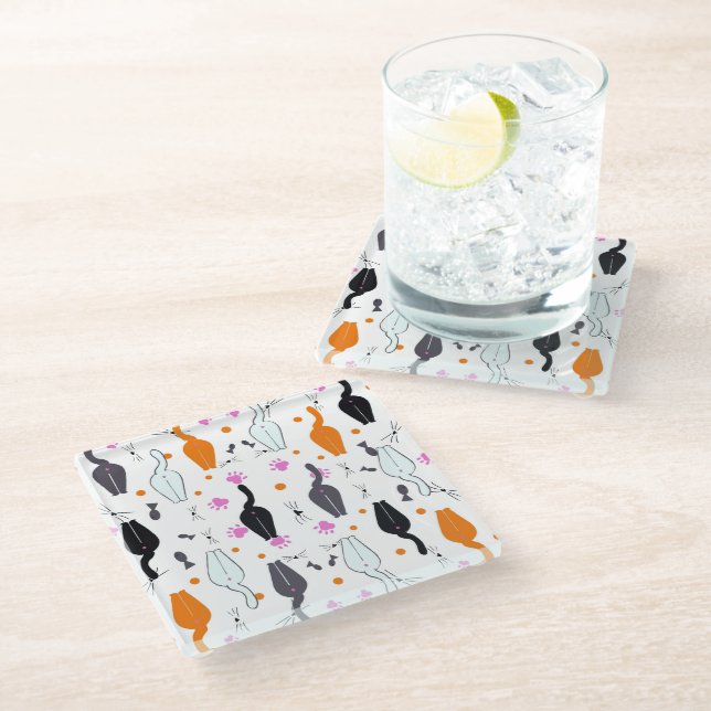 Dessous-de-verre En Verre dessous de verre de fesses de chat (Incliné)