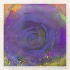 Dessous-de-verre En Verre Dessous de verre de verre Rose mystique de minuit