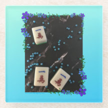 Dessous de verre en verre à thème bleu à fleurs ma