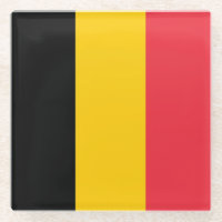 Dessous de verre en verre avec drapeau de Belgique