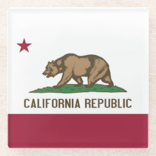 Dessous-de-verre En Verre Dessous de verre en verre avec drapeau de Californ