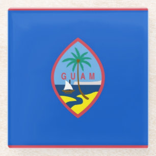 Dessous-de-verre En Verre Dessous de verre en verre avec drapeau de Guam, US
