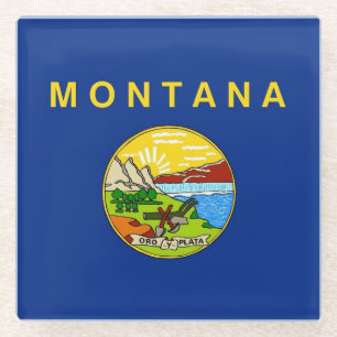 Dessous-de-verre En Verre Dessous de verre en verre avec drapeau du Montana,