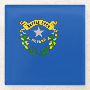 Dessous-de-verre En Verre Dessous de verre en verre avec drapeau du Nevada, 