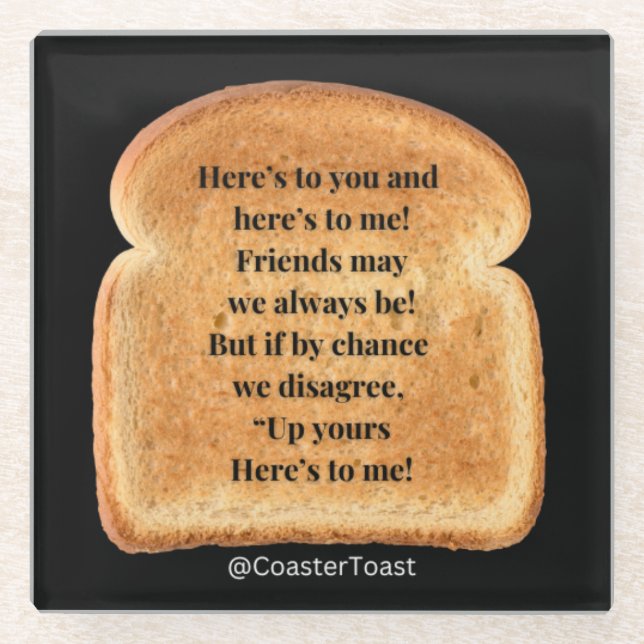 Dessous-de-verre En Verre Dessous de verre en verre avec toast drôle Witty (Devant)