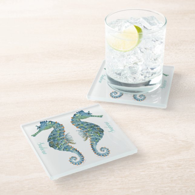 Dessous-de-verre En Verre Dessous de verre en verre - Cheval marin (Incliné)