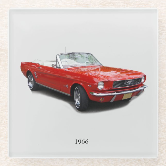 Dessous-de-verre En Verre dessous de verre en verre convertible rouge 1966 (Devant)