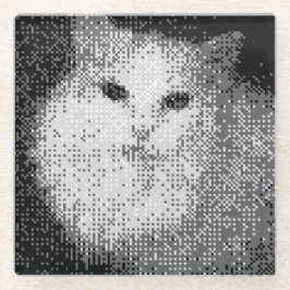 Dessous-de-verre En Verre dessous de verre en verre de chat pixel