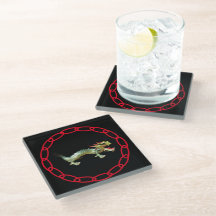 Dessous de verre en verre - Dragon et Chaîne Rouge