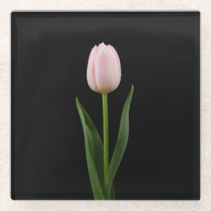 Dessous-de-verre En Verre Dessous de verre en verre noir 4 Luxe, Tulipe rose