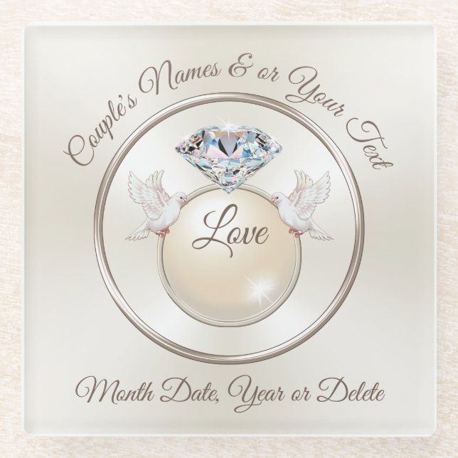 Dessous-de-verre En Verre Dessous de verre en verre personnalisé mariage fav (Devant)