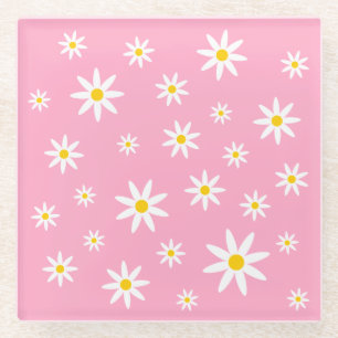 Dessous-de-verre En Verre Dessous de verre en verre rose Daisy