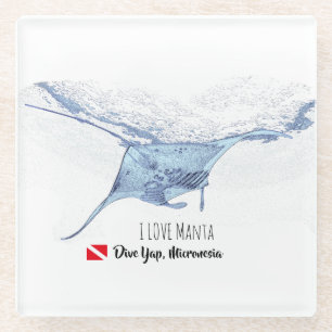 Dessous-de-verre En Verre Dessous de verre en verre silhouette Manta ray