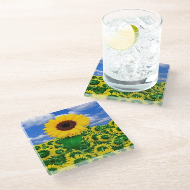 Dessous-de-verre En Verre Dessous de verre en verre-tournesol (Incliné)