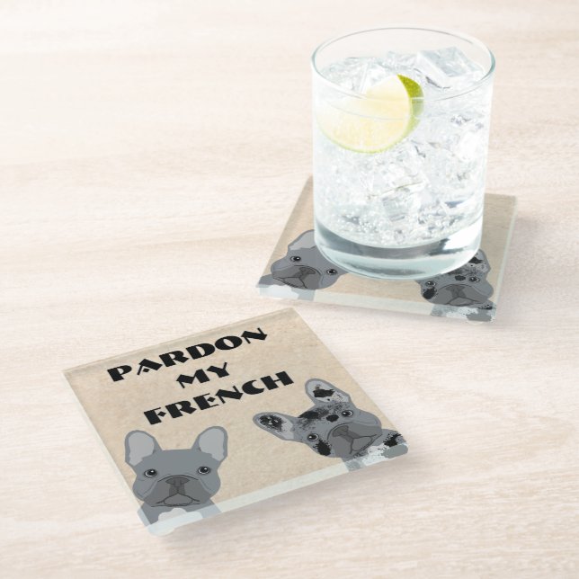 Dessous-de-verre En Verre Dessous de verre français Bulldog (Incliné)