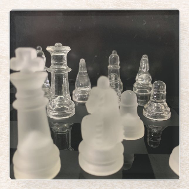 Dessous-de-verre En Verre Dessous de verre image d'échecs. (Devant)