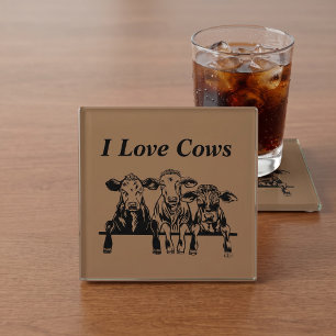 Dessous-de-verre En Verre Dessous de Verre J'Aime les Vaches
