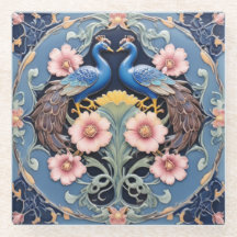 Dessous de verre Peacock Pair