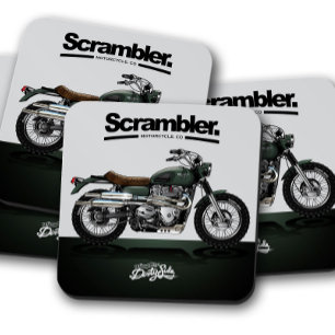 Dessous-de-verre En Verre Dessous de verre vélo Scrambler Ensemble de Dess