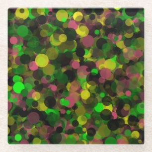 Dessous-de-verre En Verre Dessous de verre vert pourpre jaune point verre