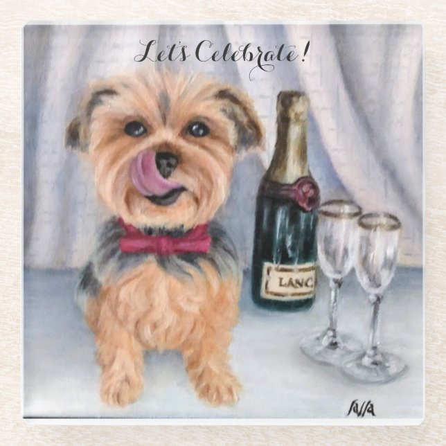 Dessous-de-verre En Verre Dessous de verre Yorkie (Devant)