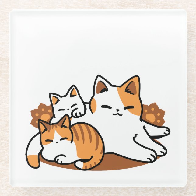 Dessous-de-verre En Verre Détendez-vous Art Chat - 'Laze Furr Days' pour les (Devant)