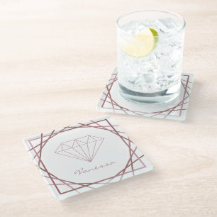 Dessous-de-verre En Verre Diamant géométrique rose Gold