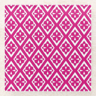 Dessous-de-verre En Verre Diamants médiévaux - fuchsia rose et blanc