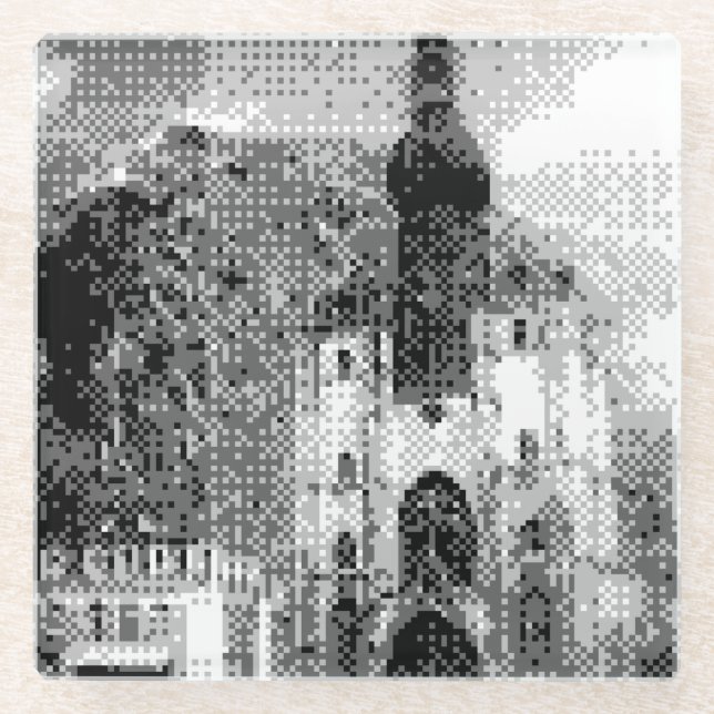 Dessous-de-verre En Verre dinant d'art pixel (Devant)