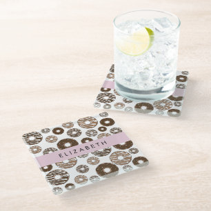 Dessous-de-verre En Verre Donuts Au Chocolat, Donuts Au Caramel, Glace, Votr